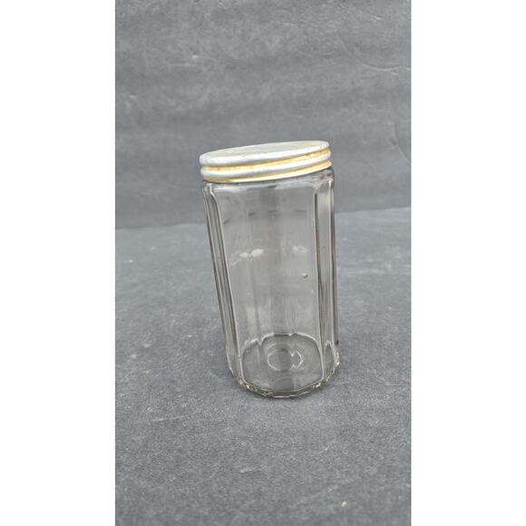 Vintage SODA Embossed Glass Jar Metal Lid Pantry Canister Paneled Clear Kitchen - Picture 6 of 11